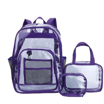 Waterproof Backpack Transparent PVC Set Bag Solid Clear