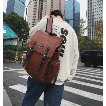男士雙肩包時尚潮流大容量大學生休閑書包旅行通勤背包商務電腦包