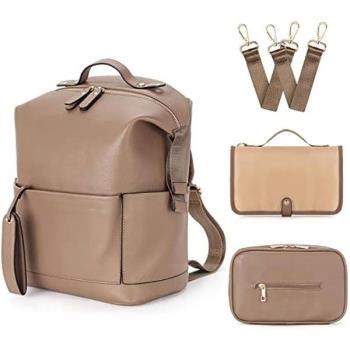 New 6 Types PU Leather Mommy Bag Large Capacity Backpack for