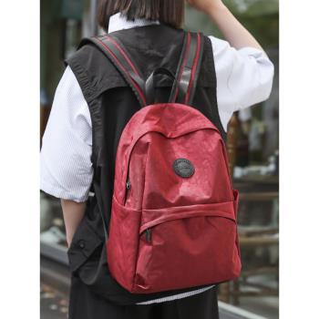 中點 書包女大學生ins簡約輕便防水雙肩包原宿復古情侶旅行揹包男