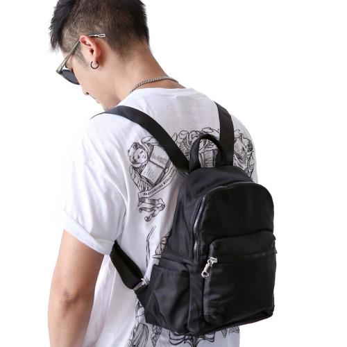 多口袋防水純色男士小背包休閑旅行雙肩包學生書包潮酷運動隨身包