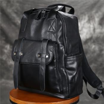 新款男包真皮雙肩包男士背包商務休閑旅行包15英寸頭層牛皮電腦包