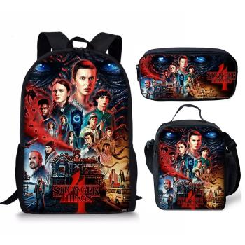 廠家Stranger Things 4怪奇物語4學生書包兒童揹包餐包亞馬遜