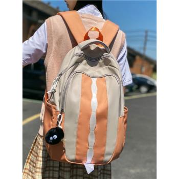 背包女初中生韓版設計拼色大容量高中生書包日系原宿大學生雙肩包