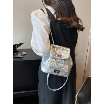小香風女皮質鏈條水桶mini雙肩包
