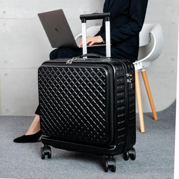 旅行箱18寸商務登機箱前開口電腦行李箱男女出差拉桿箱子小型輕便