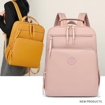 高級感純色女生雙肩包初中大學生書包韓系簡約大容量通勤旅行背包