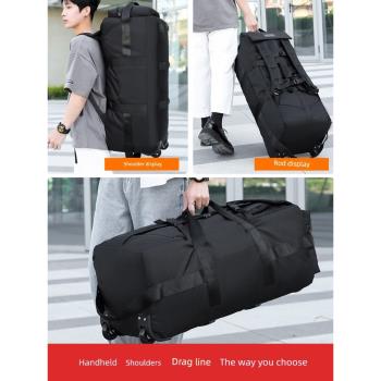 男士雙肩包大容量出差旅行背包行李袋手提旅行包帶輪子折疊托運包