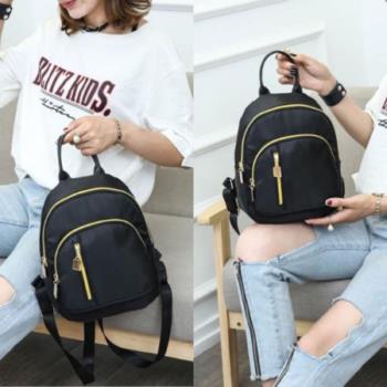 Women Girls Black Nylon Mini Backpack Travel School Backpack