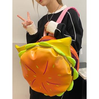 網紅爆款包包芝士漢堡包書包卡通可愛揹包大容量學生少女雙肩包女