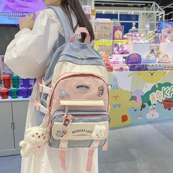 新款書包女初中生高中小學生簡約大容量雙肩包時尚可愛韓版背包