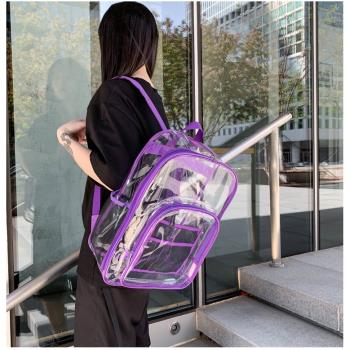 透明雙肩包女韓版潮流時尚個性背包全透防水大容量簡約男學生背包