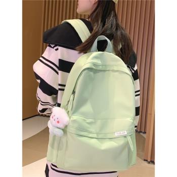 韓版小清新純色大容量背包書包女初中生高中大學生旅行簡約雙肩包