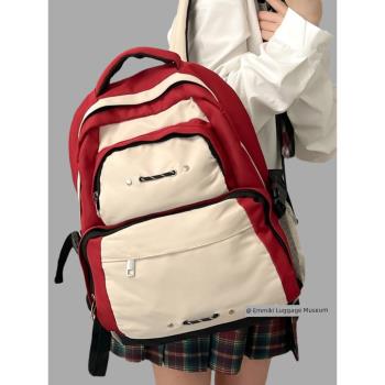 韓系慵懶風書包女大學生小眾設計感大容量初中高中背包電腦雙肩包