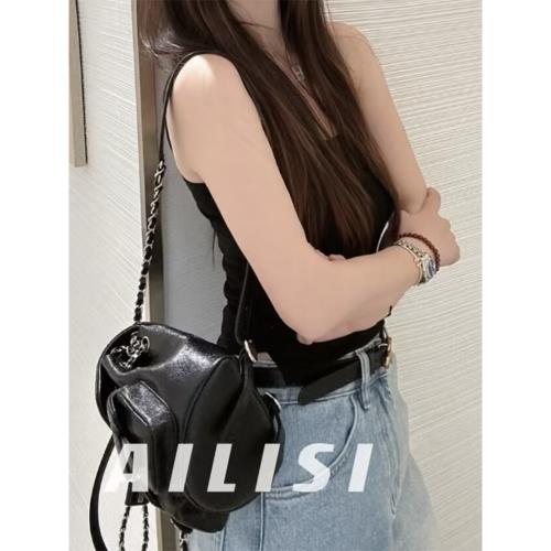 24A青蛙包新款時尚雙肩包百搭休閑鏈條荔枝紋菱格魚子醬DUMA背包