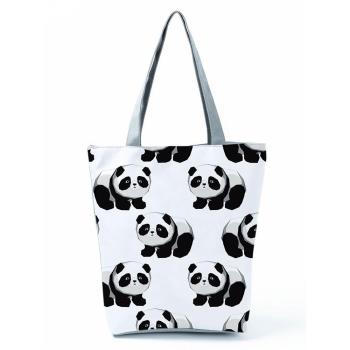 Chinese Style Panda Printed Handbag Eco Reusable Capacity Fo