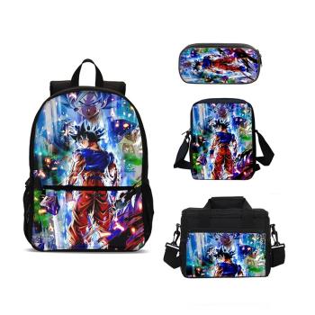 七龍珠動漫印花男女電腦雙肩背包中小學生書包餐包挎包筆袋四件套