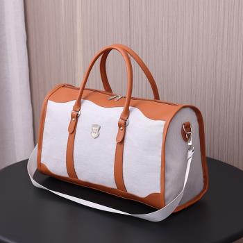 短途旅行包女大容量手提包可斜挎拼色行李袋時尚大氣高級感包包