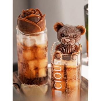 創意小熊冰塊模具小號大號硅膠熊家用咖啡飲料奶茶單個制冰冰格
