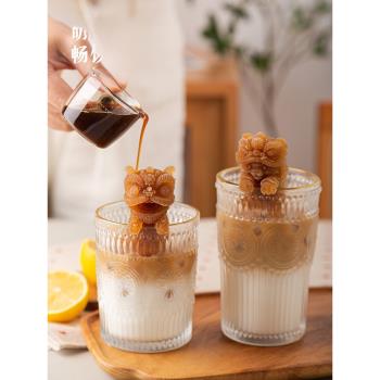 掛杯醒獅小熊冰塊模具食品級硅膠冰格奶茶家用咖啡凍冰箱制冰模具