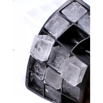 酒吧器皿 方格黑色凍冰塊盒子 矽膠磨具冰盒 威士忌大冰塊模具