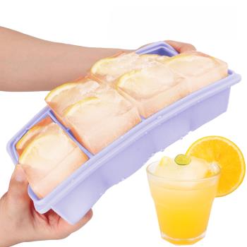 創意家用製冰器6連條形矽膠冰格製冰塊模具帶蓋輔食酒吧飲料速凍