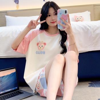 夏女純棉卡通可愛小個子短袖睡衣