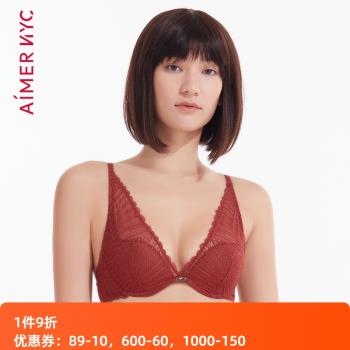 愛慕NYC官方正品性感蕾絲深V美背4/4薄模杯文胸AN110781