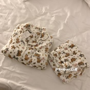 狗狗卡通睡衣女秋冬季新款珊瑚絨加厚保暖法蘭絨加絨網紅風家居服