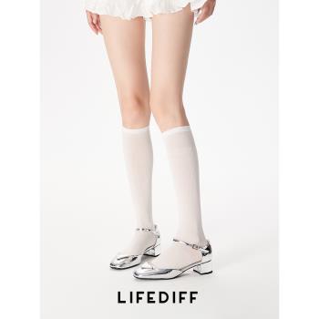 薄款襪子女夏季白色長筒顯瘦微透肉小腿襪壓力搭配小皮鞋莫代爾JK