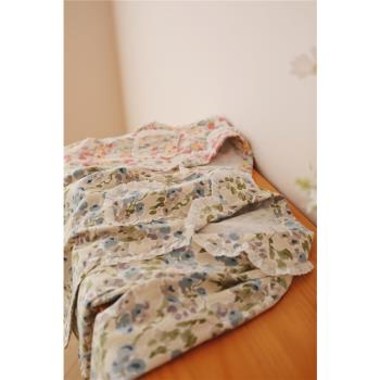 復古花朵甜美花邊 暈染碎花 全棉磨毛絨布女士秋冬長袖褲睡衣套裝