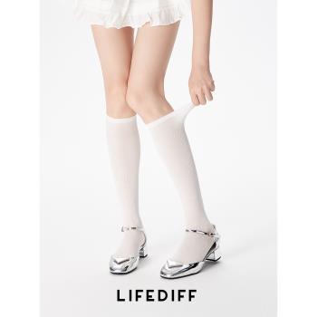 微透肉小腿襪夏季白色莫代爾襪子女顯瘦長筒壓力搭配小皮鞋薄款JK