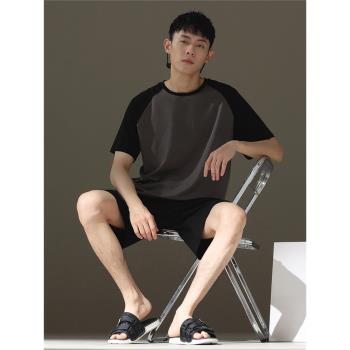 夏天男士純棉寬松休閑簡約睡衣