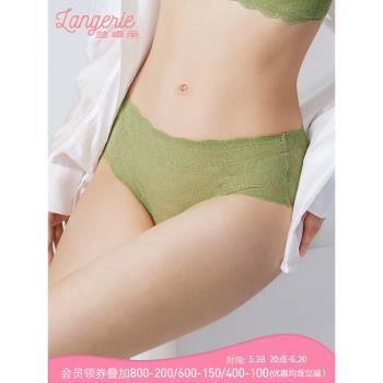 蘭卓麗商場同款內褲女純棉底襠中低腰平角褲法式蕾絲短褲舒適底褲