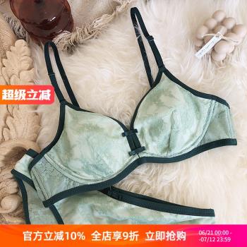 復古民國風旗袍蕾絲性感軟鋼圈薄款聚攏文胸套裝少女私房內衣奶罩