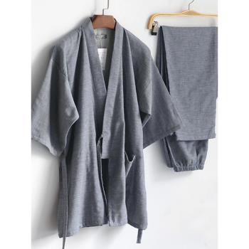 日式情侶和風純棉汗蒸服春夏睡衣