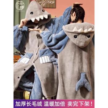（粉絲福利價）珊瑚絨睡衣女睡袍法蘭絨加絨加厚保暖長款浴袍套裝