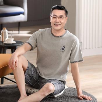 短袖短褲純棉爸爸中年加大碼睡衣