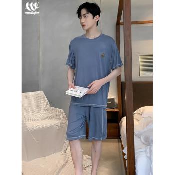 莫代爾薄款短袖加大碼男夏天睡衣