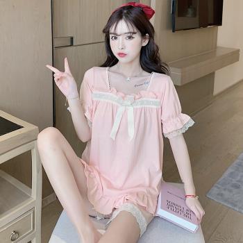 女純棉甜美公主風寬松短袖睡衣
