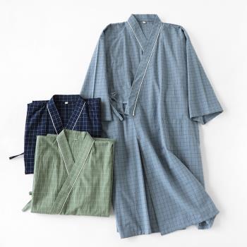 睡袍男士浴袍式睡衣晨袍和服夏季純棉短袖薄款浴衣日式和風居家服