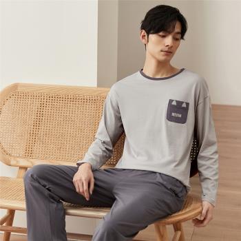 頂呱呱男純棉初秋起居服長袖睡衣