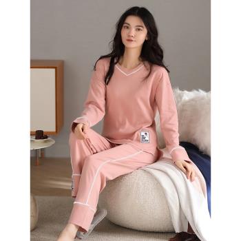 女休閑全棉大碼秋冬可外穿睡衣