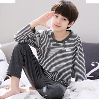 春秋季純棉胖男孩中大童15歲睡衣
