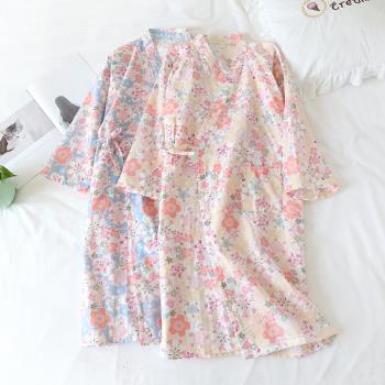 日式夏男女純棉紗布和服睡裙睡袍春秋情侶浴袍浴衣汗蒸桑拿服睡衣