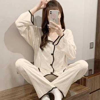 睡衣女春秋季純棉長袖洋氣ins簡約休閑家居服兩件套裝2025年新款