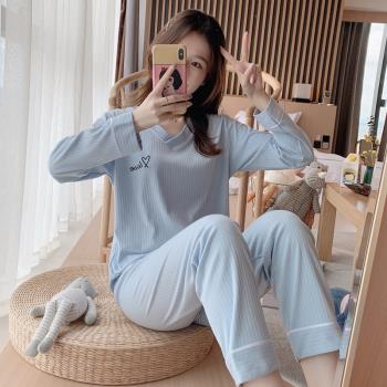 女性感v領純棉ins風秋冬天睡衣
