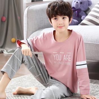 夏青少年純棉中大童薄款男生睡衣