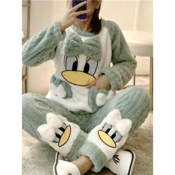 睡衣女冬2025年新款珊瑚絨加厚加絨冬款網紅法蘭絨爆款家居服卡通