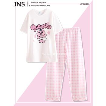 日系內褲女夏天短袖圓領純棉卡通